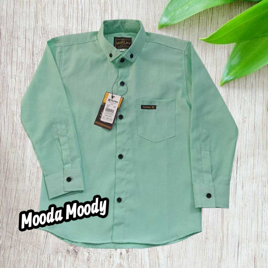 Mooda Moody - Kemeja Anak laki Laki Lengan panjang warna Hijau Mint Kemeja Anak Hijau Sage Kemeja An