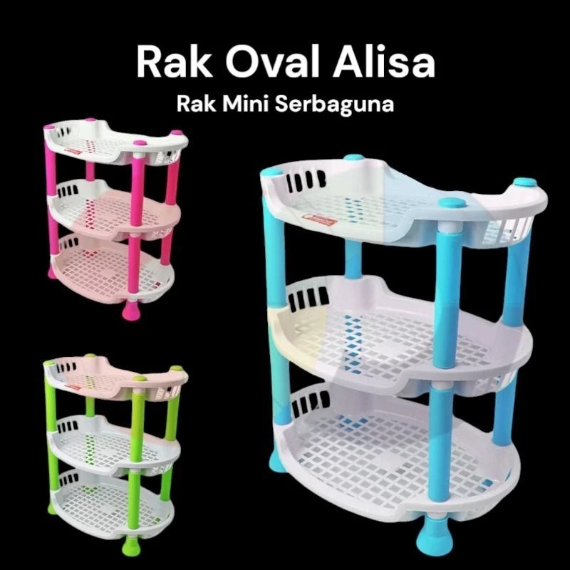 Rak Plastik Mini OVAL Nasional Susun 3 / Rak plastik susun 3 / Rak bumbu / Rak serbaguna