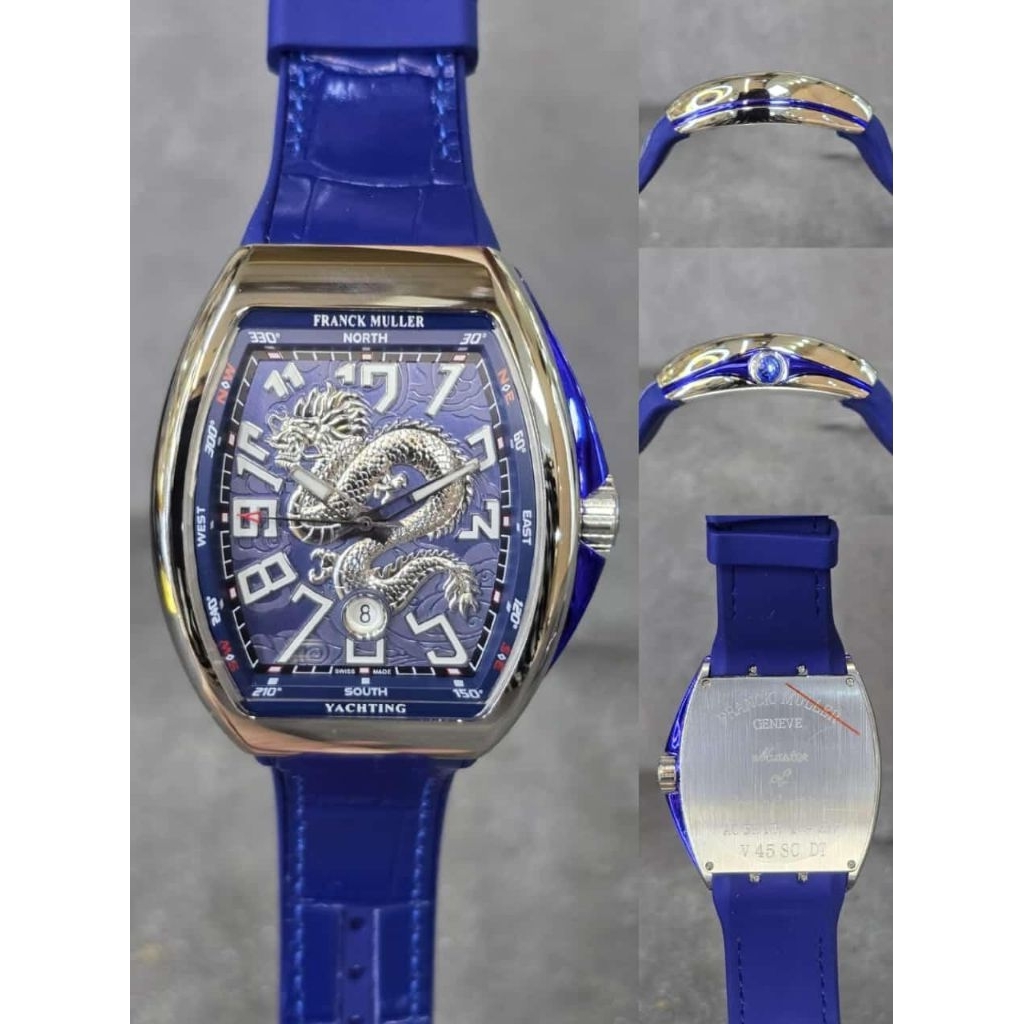 Jam tangan pria Frank Muller Automatic 42MM Dragon King Stainless Swiss ETA