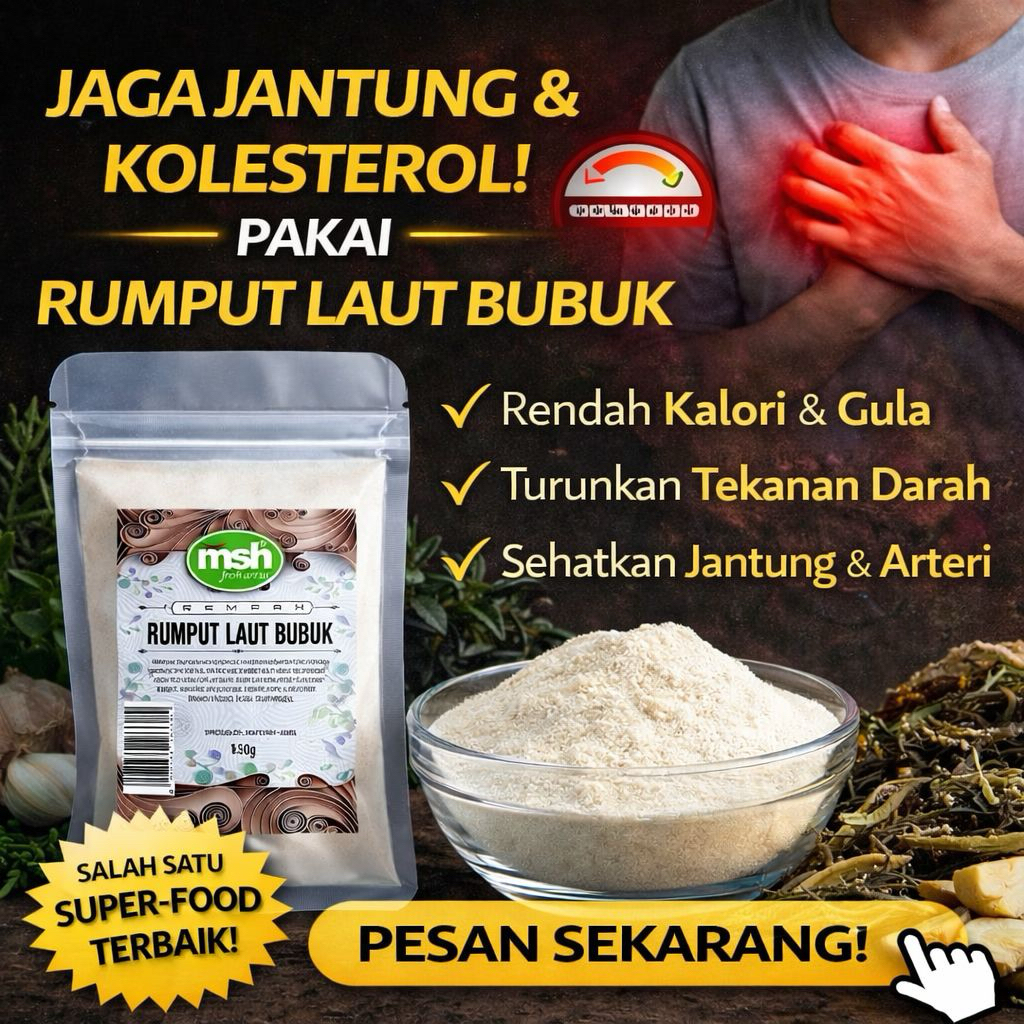 MSH Rumput Laut Bubuk 50 g , Rumput Laut Bubuk Murni , Rumput Bubuk Original Premium , Rumput Laut A