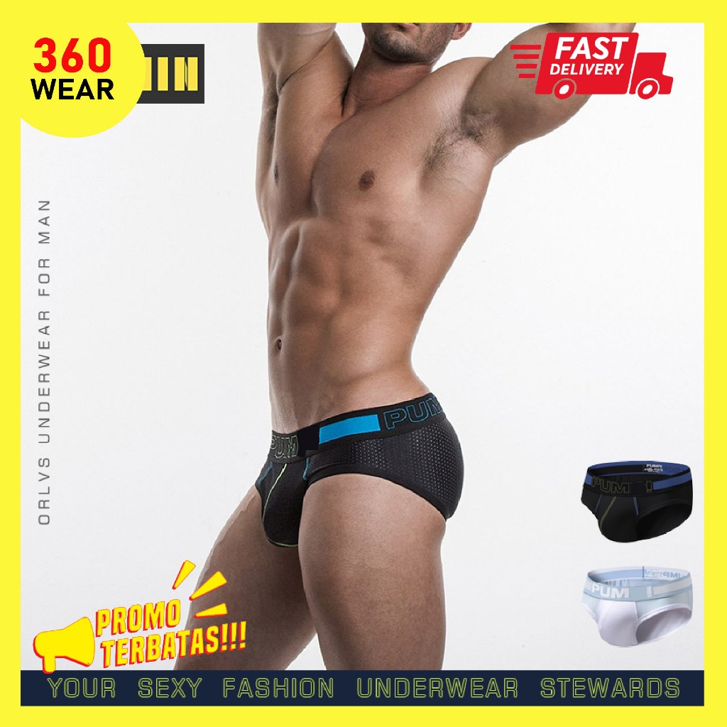 Celana Dalam Pria Katun Sempak Laki Cowok Men Underwear Brief Pouch Mesh Cotton Semi Transparan Hita