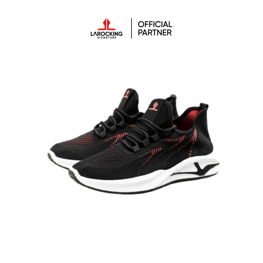 Larocking - Confero Hitam Merah | Sepatu Sneakers Running Gym Shoes