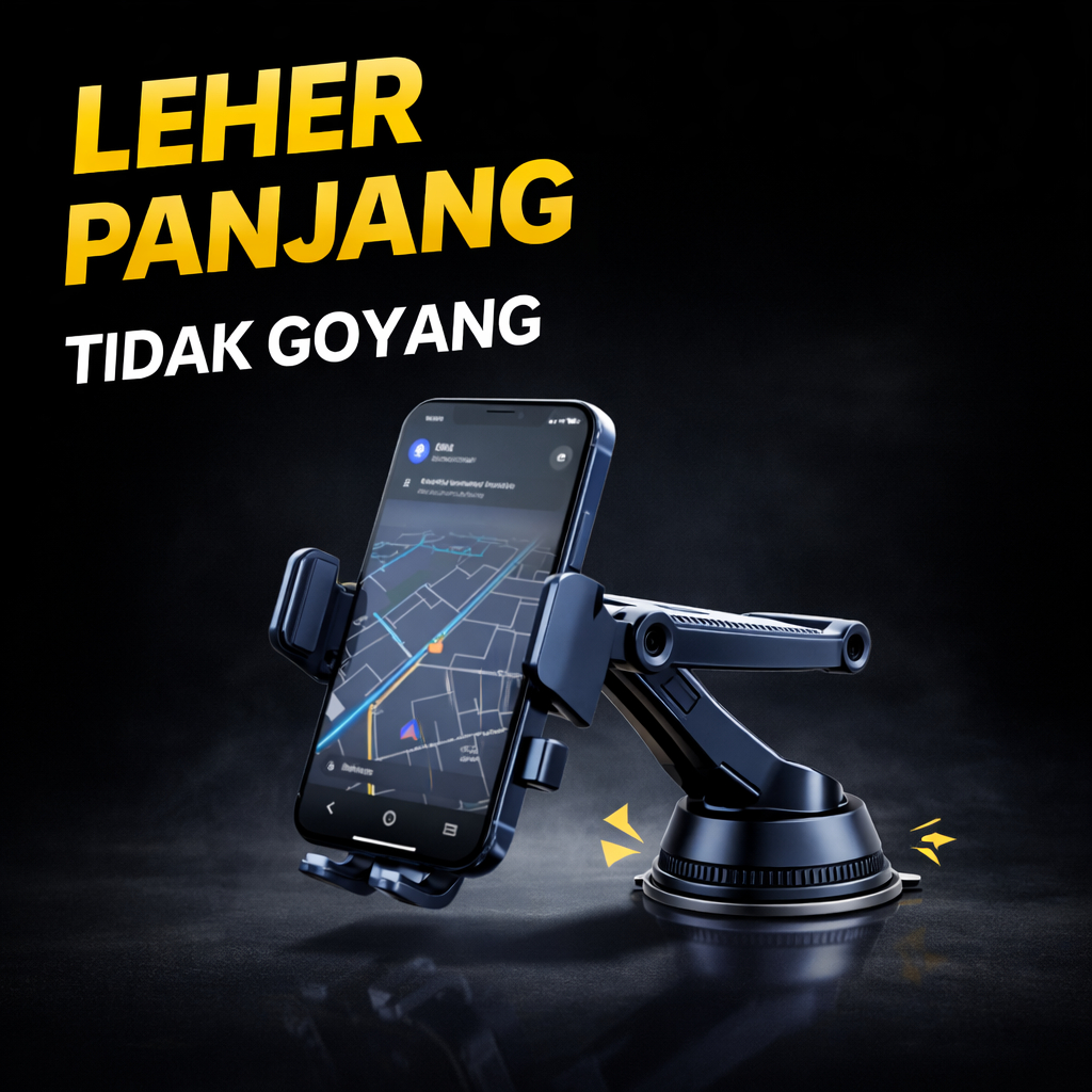 Dudukan HP Mobil Fleksibel – Stand HP Putar 360 untuk Dashboard Mobil