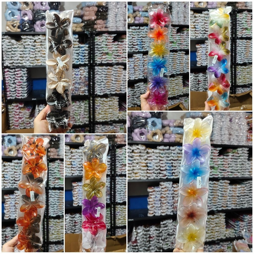 Promo 20 Ribuan Dapat 6 Pcs Jepit Rambut Bunga Kamboja 8 Cm