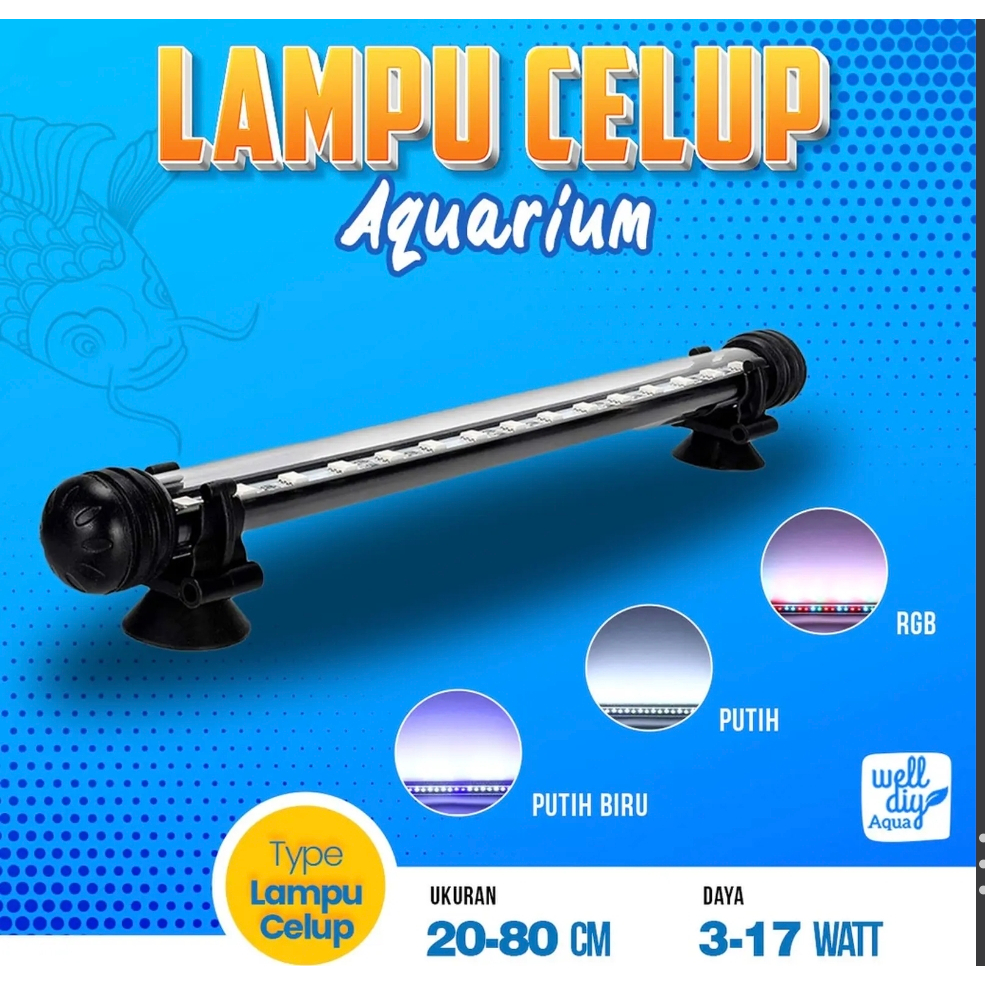 Lampu Celup Aquarium Led  Lampu Ikan Arwana Chana - 20 - 120 Cm -  Putih, 20cm