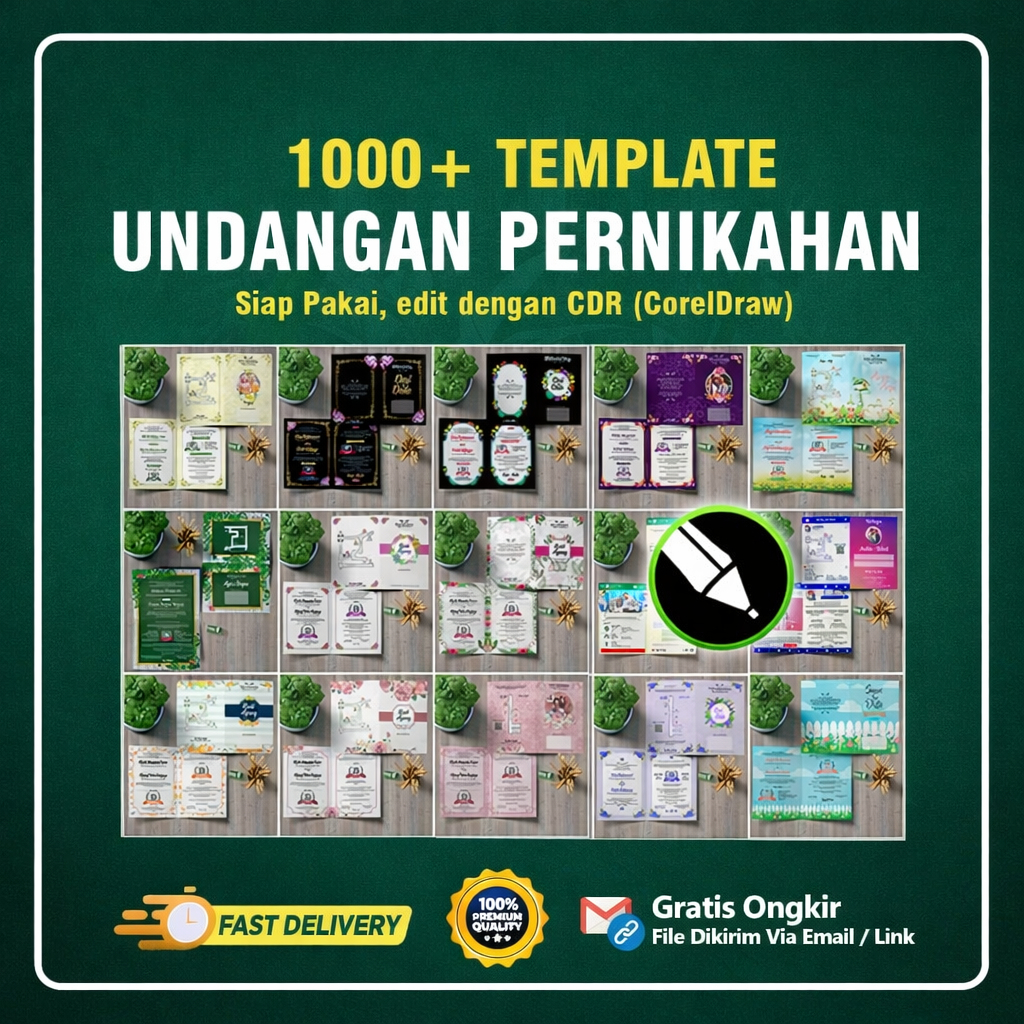 1000+ Template Undangan Pernikahan Wedding CDR CorelDraw Siap Edit
