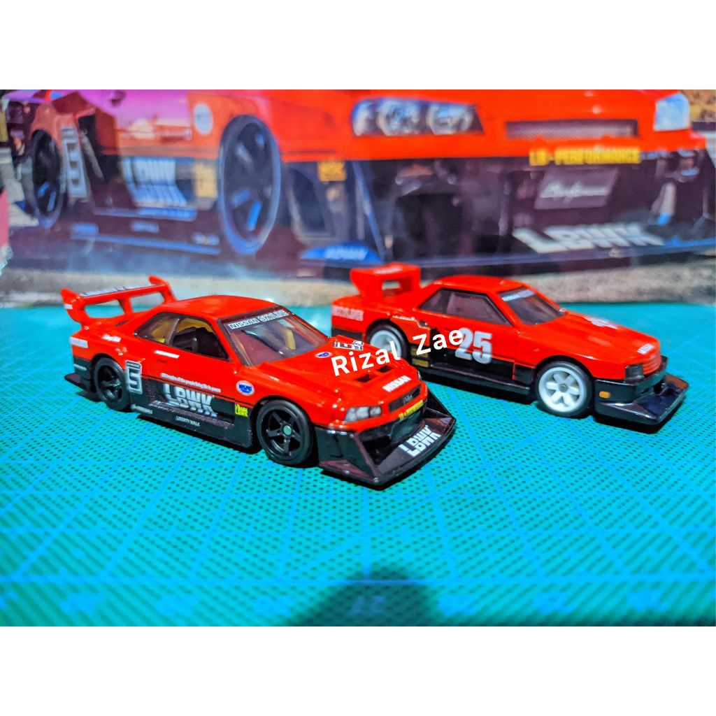 Hotwheels Two Pack Nissan Sykline ER34 LBWK Merah Premium Losse