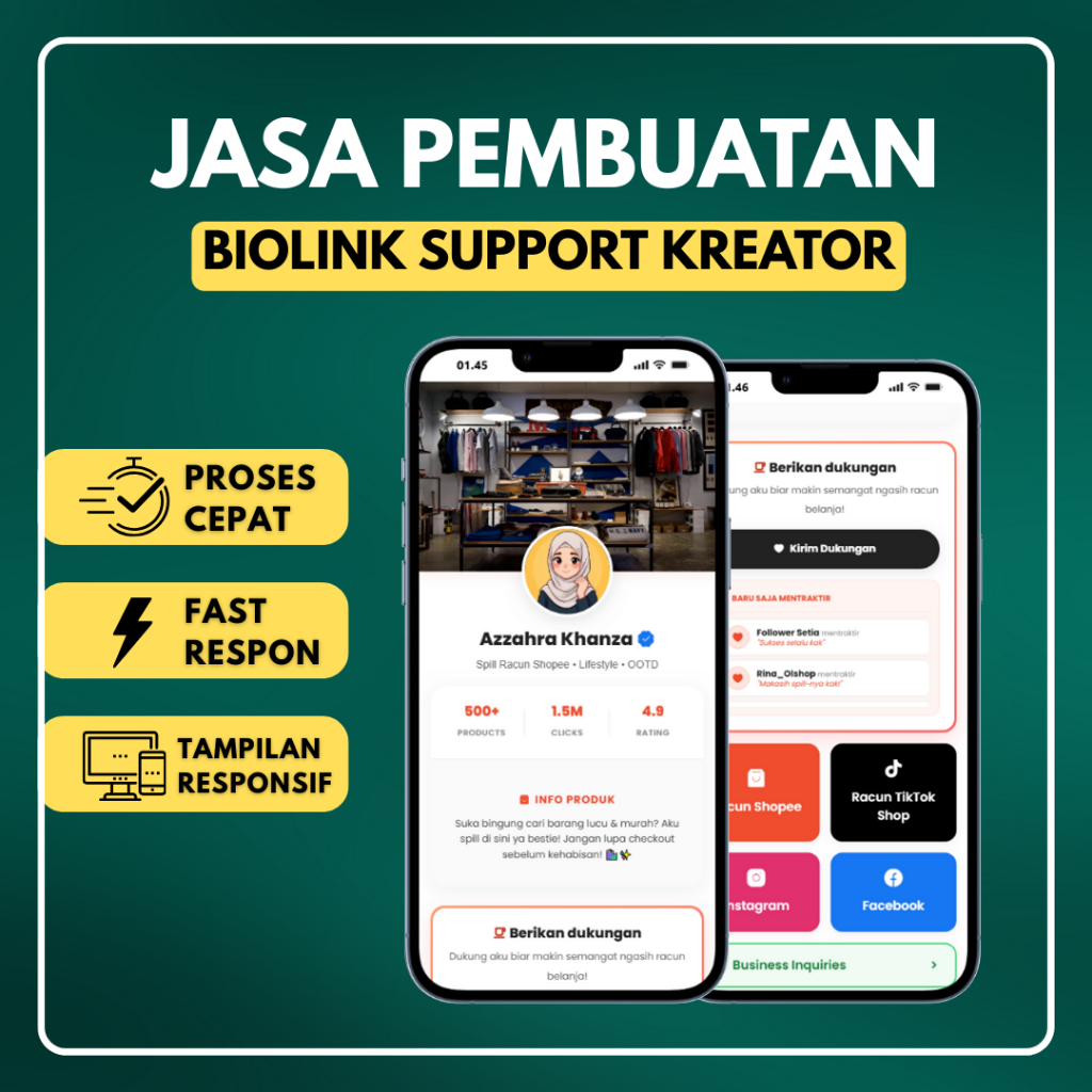 Jasa Pembuatan Biolink Affiliate Kreator Fitur Traktir Kreator | Jasa Biolink Kreator Affiliate Peng