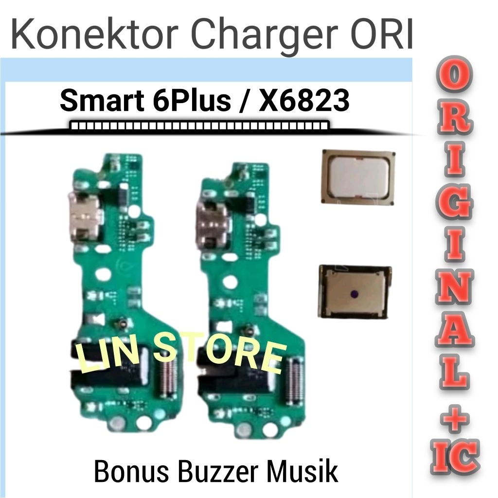 konektor charger + Buzzer Musik Papan Cas Infinix Smart 6Plus / 6+ X6823 Ori + IC Papan Cas Flexible