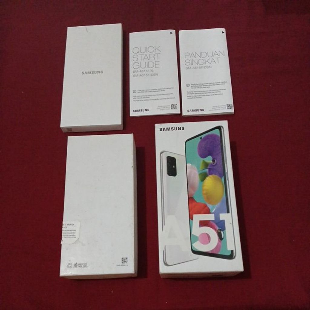 dus box samsung a51 prism crush white original 100% copotan lengkap manual book