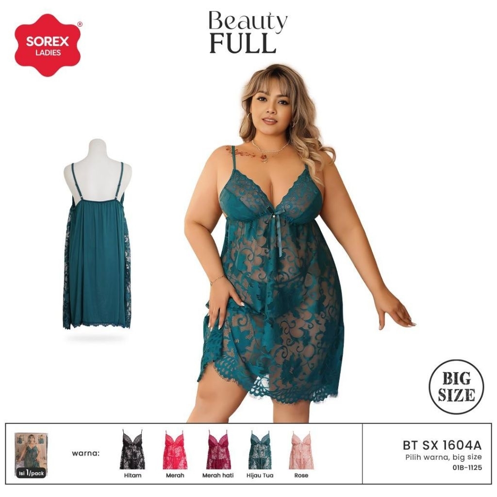 Sorex Lingerie Beauty full series  SX 1604A Jumbo Baju Tidur Premium Satin bruklat
