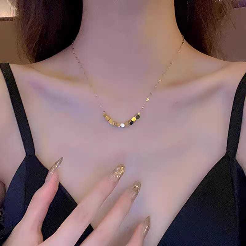 KL109 - Kalung Anastasha Rock Sugar Model Korea Simpel dan Elegant Titanium Steel Anti Karat / Kalun