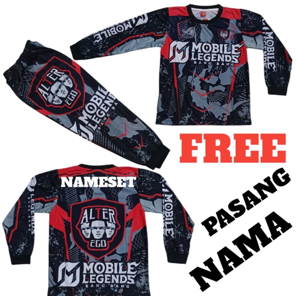 SETELAN BAJU GAMING ALTER EGO bisa custom nama anak