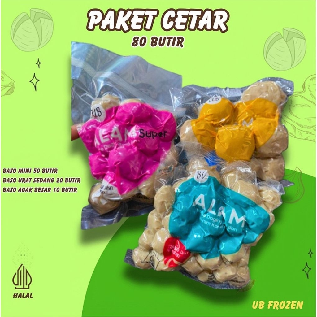 Paket Bakso CETARR Baso Alam Super 80 Butir Kode CLB10 UB20 Bi50 Baso sapi ayam kenyal halal