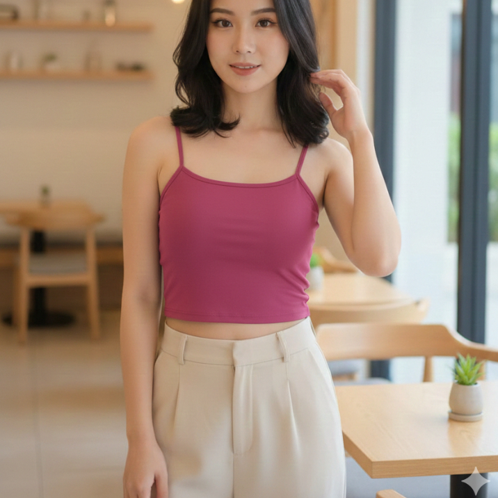 Tanktop Crop Singlet Polos Bra Kemben Dalaman Wanita Tali Spaghetti Big Size Elastis Korean Style