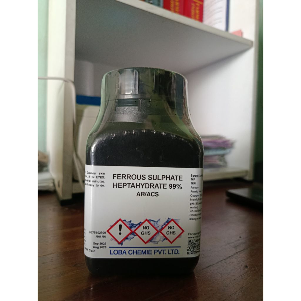 ECER besi II sulfat heptahidrat Pallav PA_ ferrous sulfate FeSO4.7H2O analis per 10 gram dan 25 gram