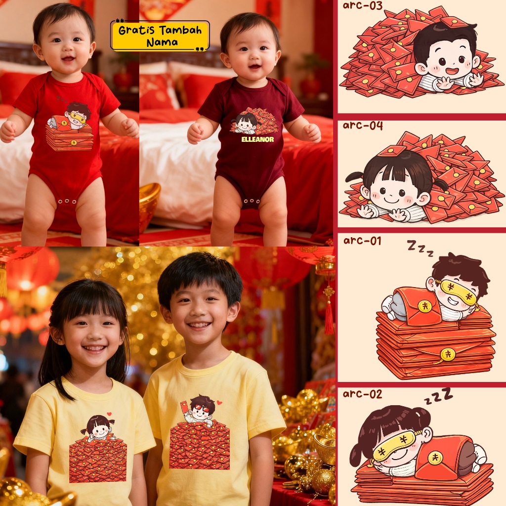 airanoel Baju Imlek Couple Anak Kaos Couple Imlek Anak baju Imlek Anak