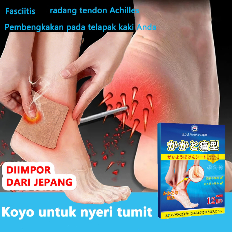 Koyo Terapi Plantar Fasciitis 12pcs - Pereda Nyeri Kaki, Tumit, Lutut & Kaki Bengkak / Obat Sakit Tu
