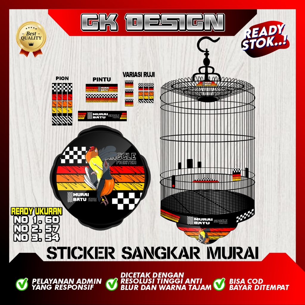 STIKER DECAL SANGKAR BURUNG MURAI BATU | Stiker Sangkar Murai Bulat | Stiker Tebok Burung GK 04