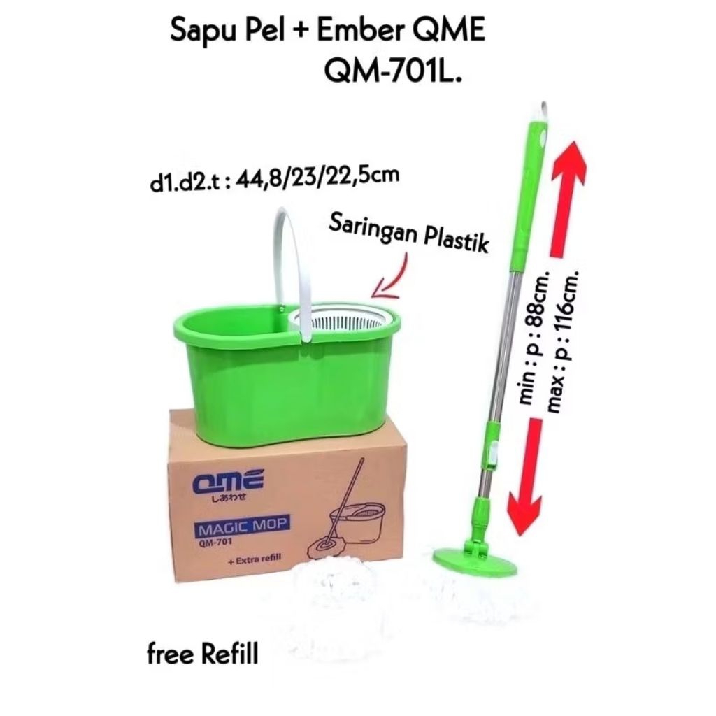 Alat pel pembersih lantai alat pel putar spin mop magic mop / GSF / QME