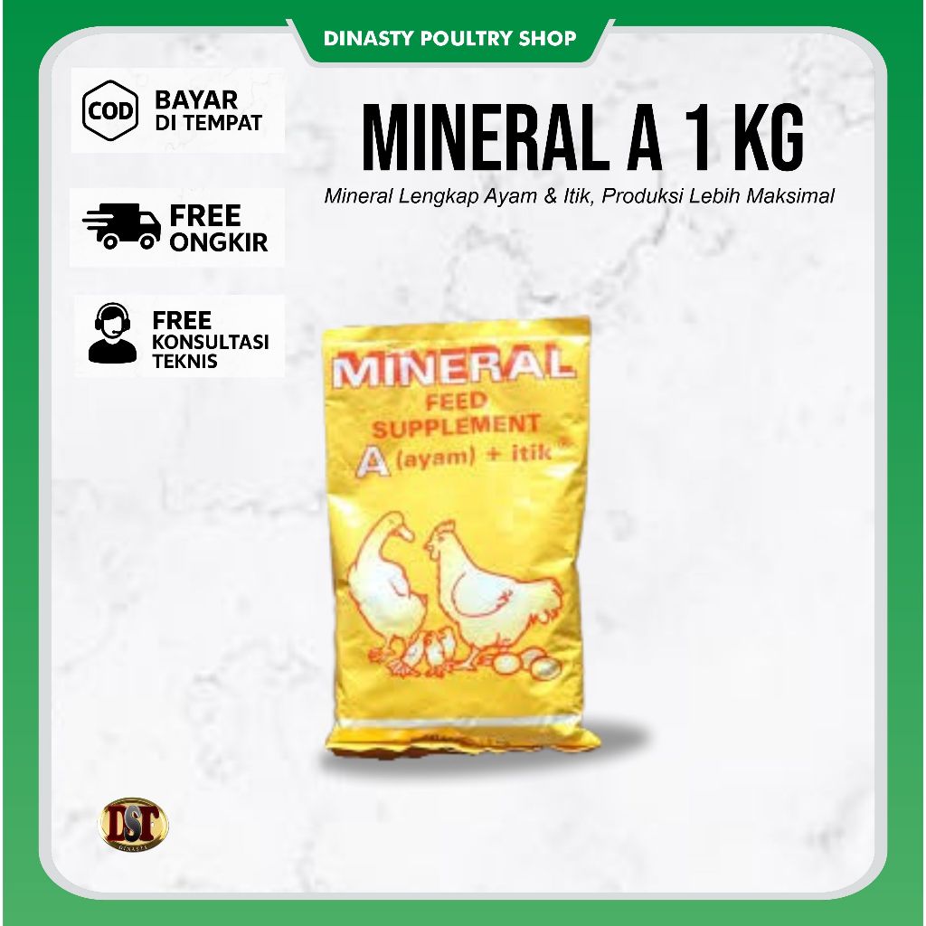 Mineral A 1kg | Suplemen Mineral Ayam Petelur Itik Bebek Penguat Tulang Produksi Telur