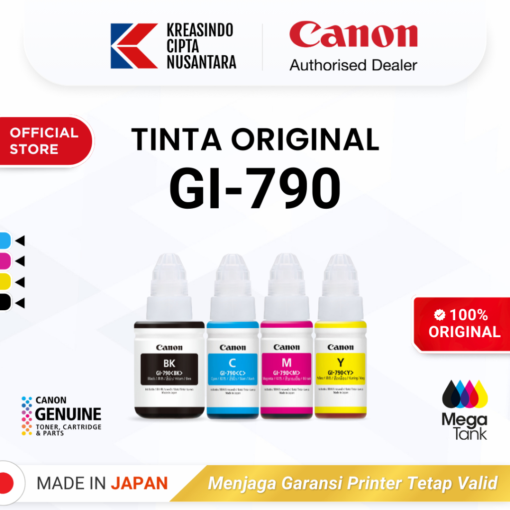 100% ORIGINAL Tinta Canon GI 790 - Printer G1010 G2010 G3010 G4010 - Tinta Asli