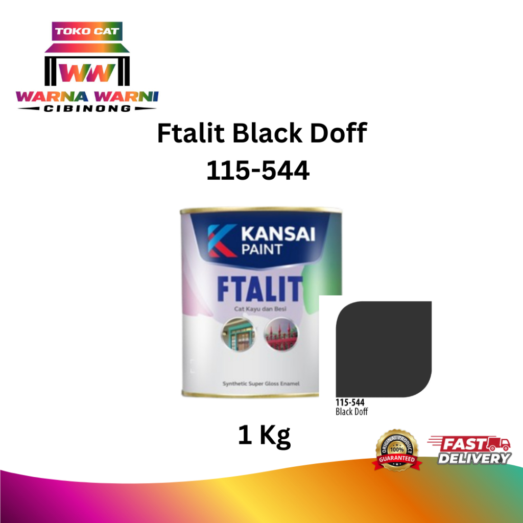 Cat Kayu dan Besi Kansai Paint Ftalit Warna Hitam Doff 1kg 115 - 559 Black Doff