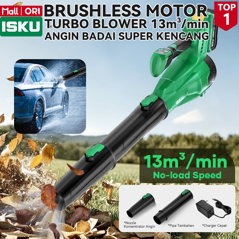 ISKU Blower Brushless Cordless 21V Leaf Blower Daun Baterai LXT Makita 4.0Ah Alat Peniup Angin Badai