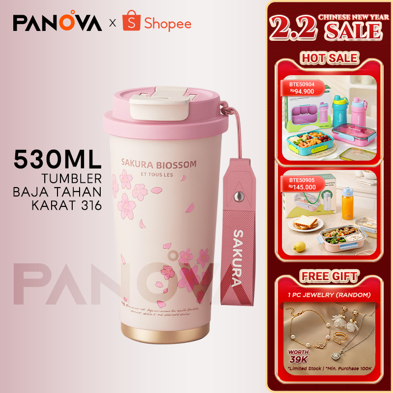 BONBOX Tumbler Botol Minum Sakura Blossom Series - Stainless Steel 316 Premium 530ml, Vacuum Insulat