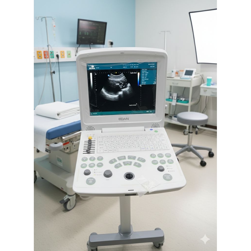 USG 2 Dimensi EDAN DUS 60 dual conector with battery, usg digital ultrasound system 2 dimensi merk E