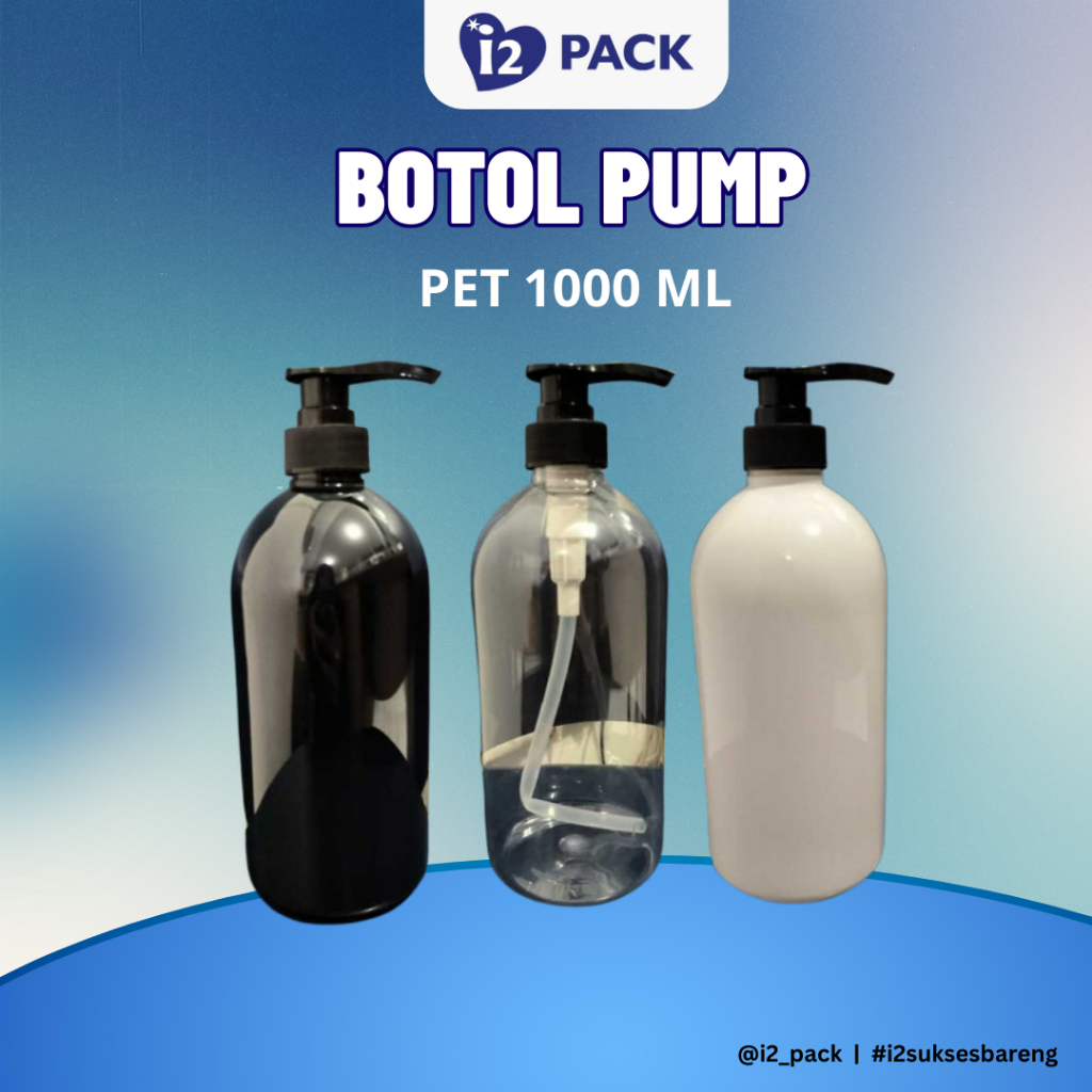 Botol Pump 1000ml Pet / Botol Pump 1 Liter Pump Lotion / Botol Kemasan Sabun Cair 1000 Ml