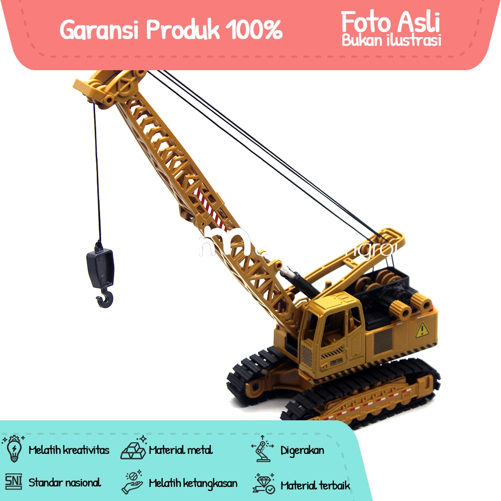 Diecast Miniatur Mainan Mobil Truk Konstruksi Beko Crane Excavator XHM Besi Metal