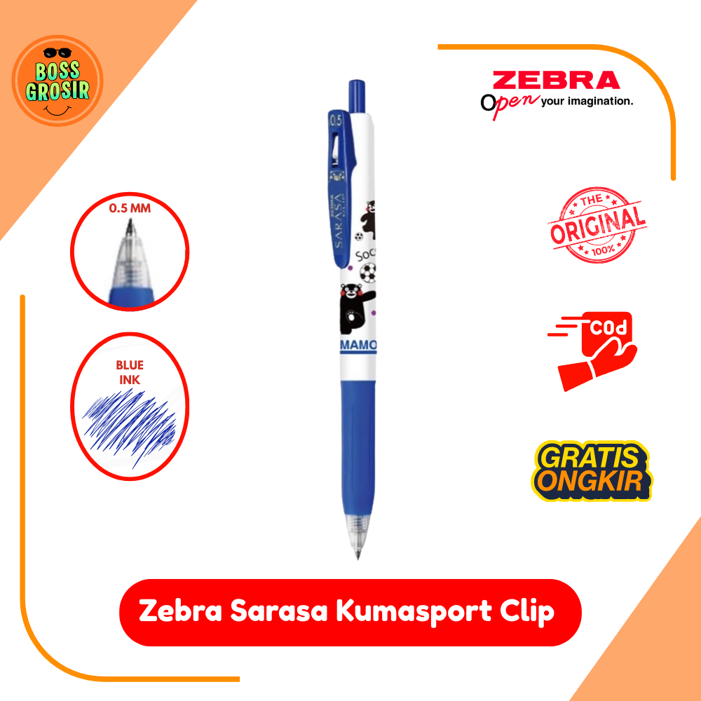 Boss Grosir - Zebra Sarasa Kumasport Clip 0.5mm JJ115 Satuan / Pulpen/ Pulpen Lucu / Pulpen Enak / N