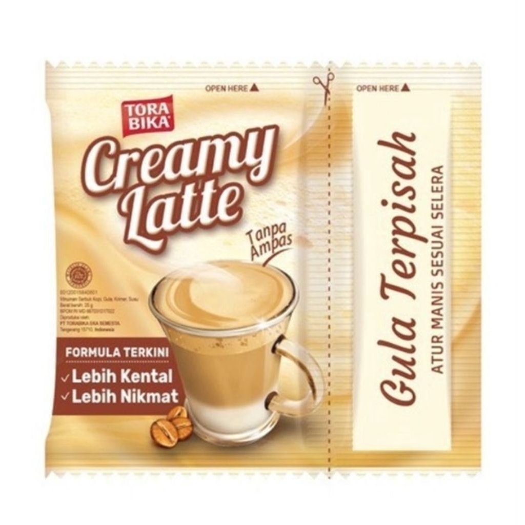 Kopi torabika creamy latte gula terpisah sachet