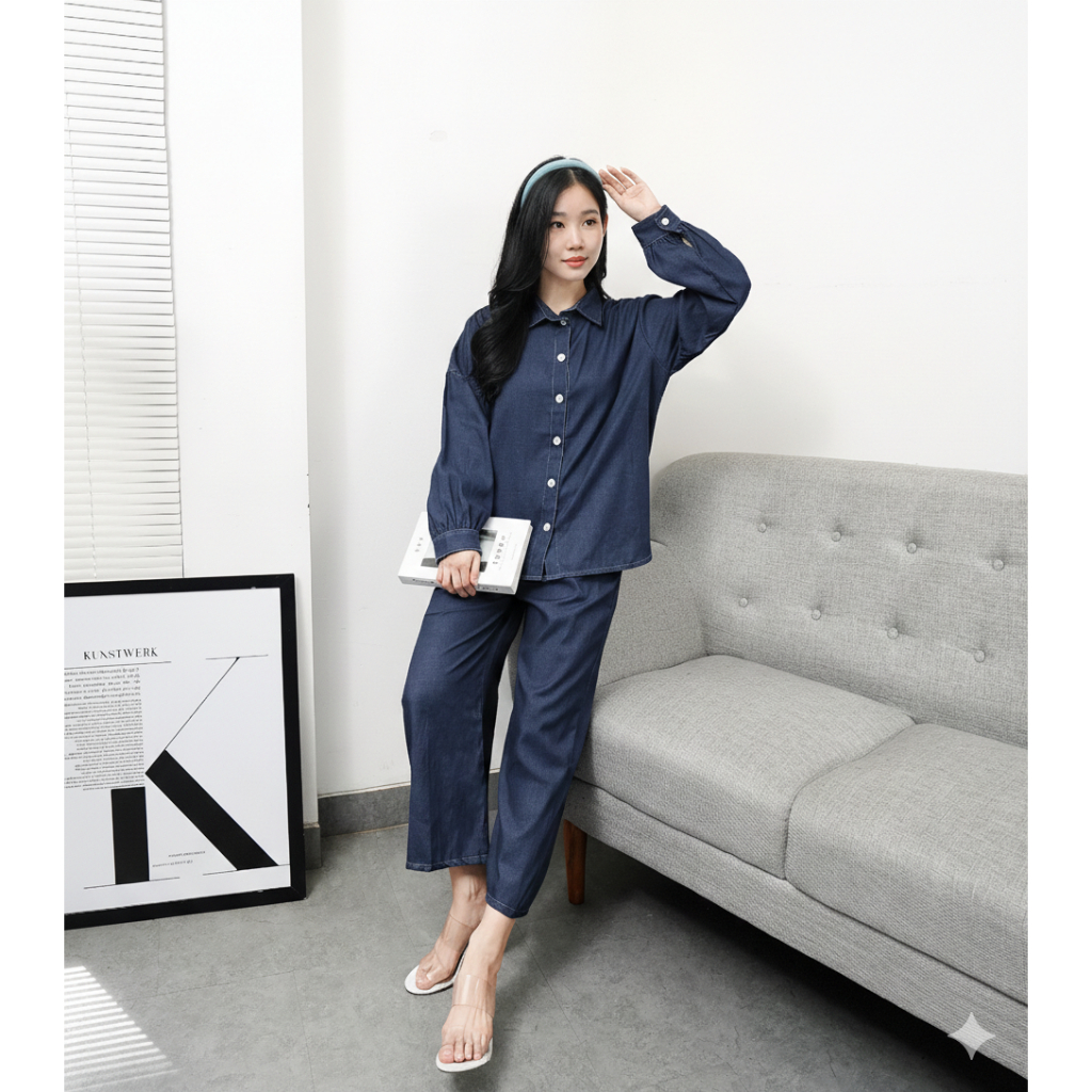 Nayla Set / Setelan Jeans Wanita Celana Kulot / OOTD Kekinian