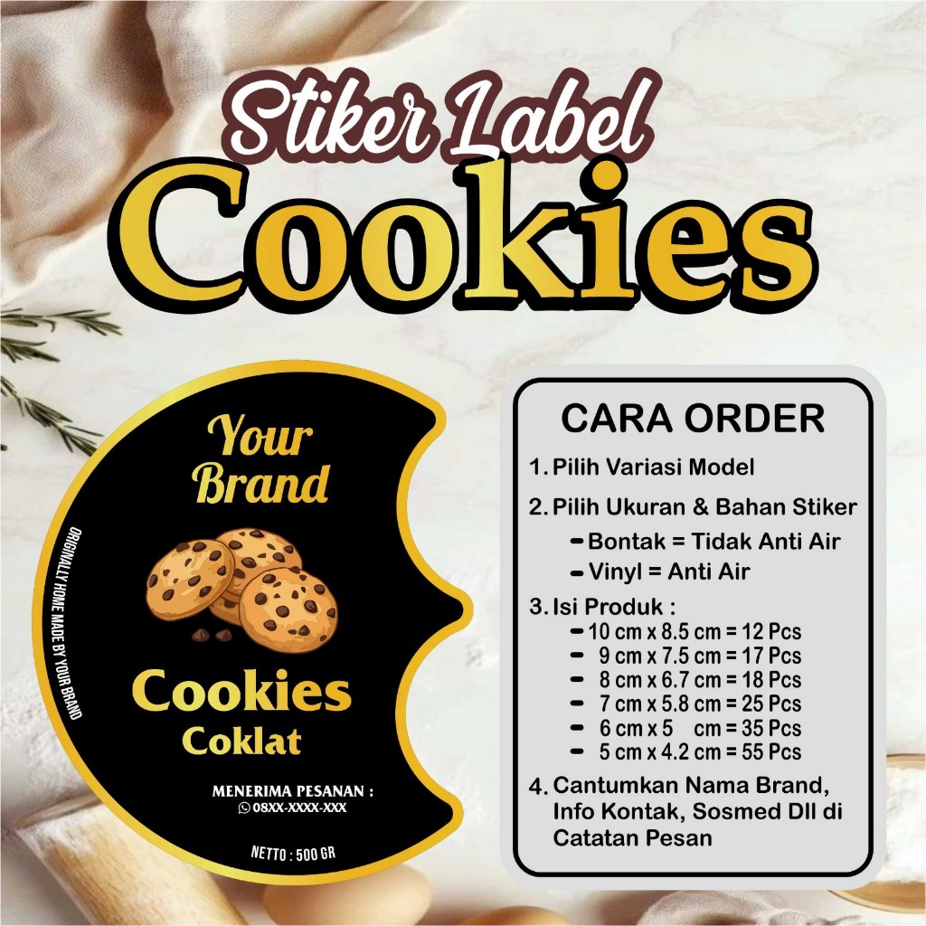 STIKER LABEL COOKIES/STIKER TOPLES COOKIES/STIKER KUKIS/STIKER KUE