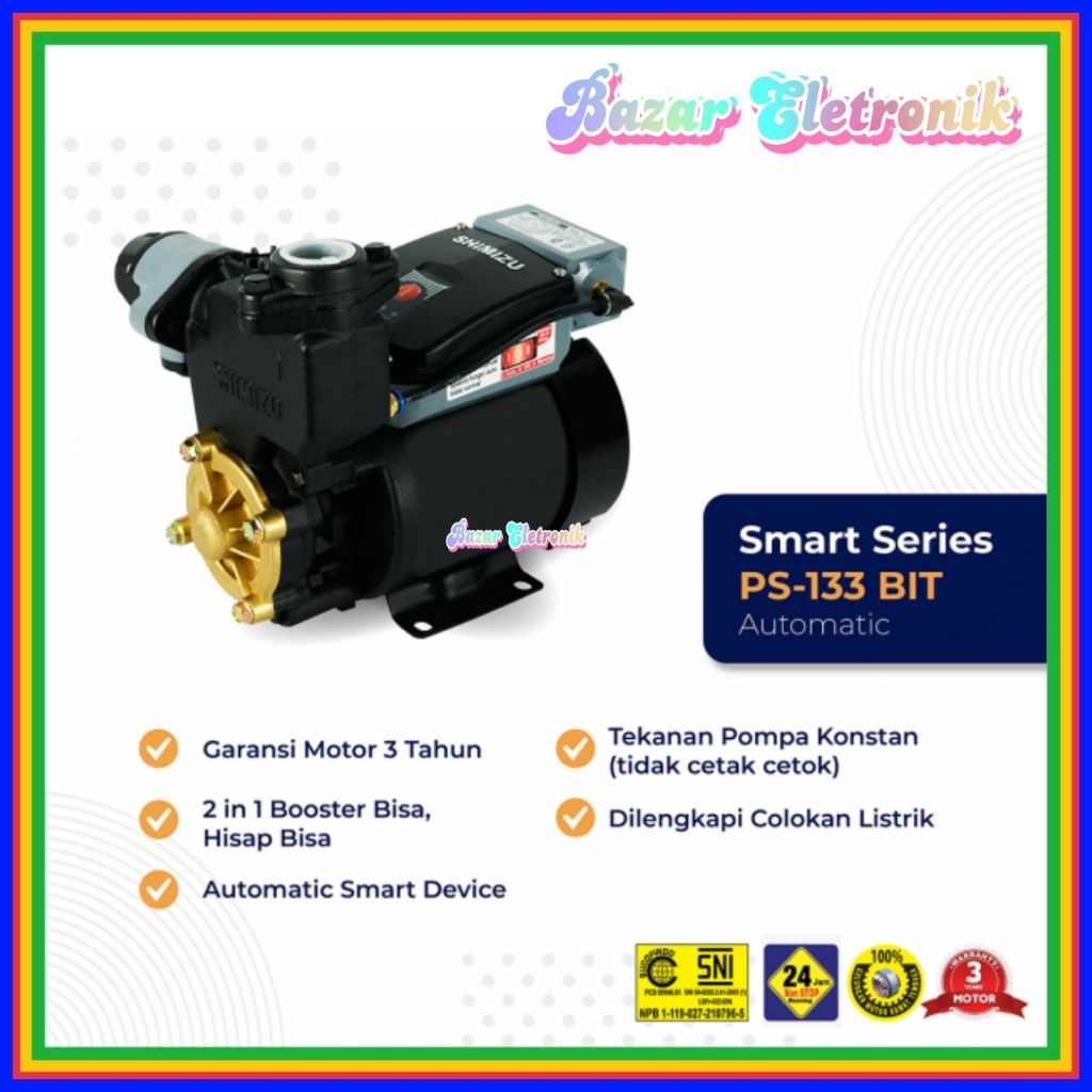 SHIMIZU HOME BOOSTER PUMP PS 133 BIT / POMPA SHIMIZU PS-133BIT / SHIMIZU PS133BIT SMART SERIES