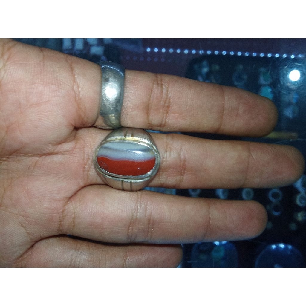 Batu akik Sulaiman merah putih lawasan