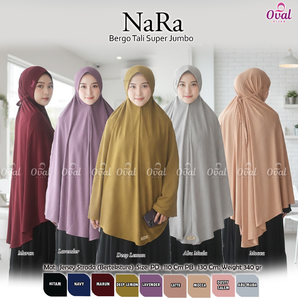 BERGO TALI JERSEY STRADA JUMBO (NARA) OVAL HIJAB