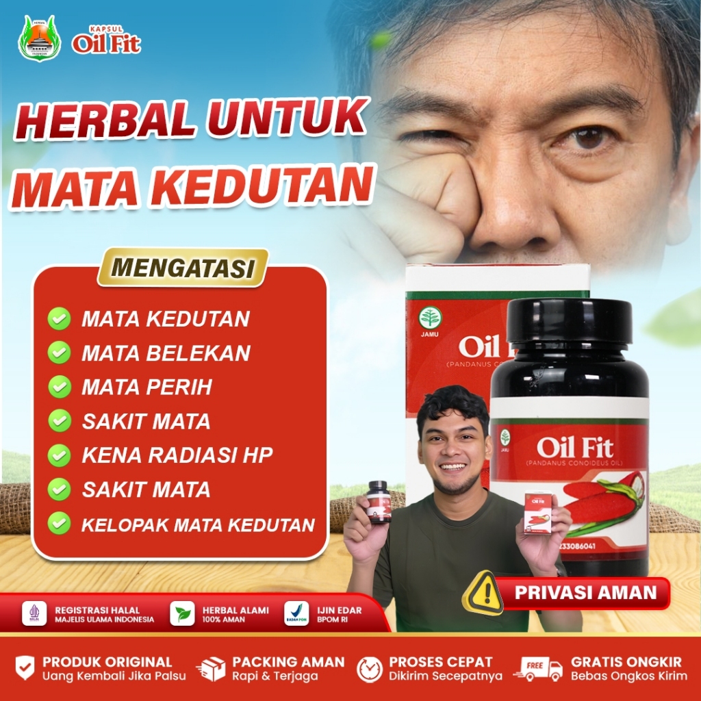 Obat Mata Kedutan Kelopak Mata Kedutan Sakit Mata Belekan Iritasi Terkena Radiasi HP - Oil Fit Asli