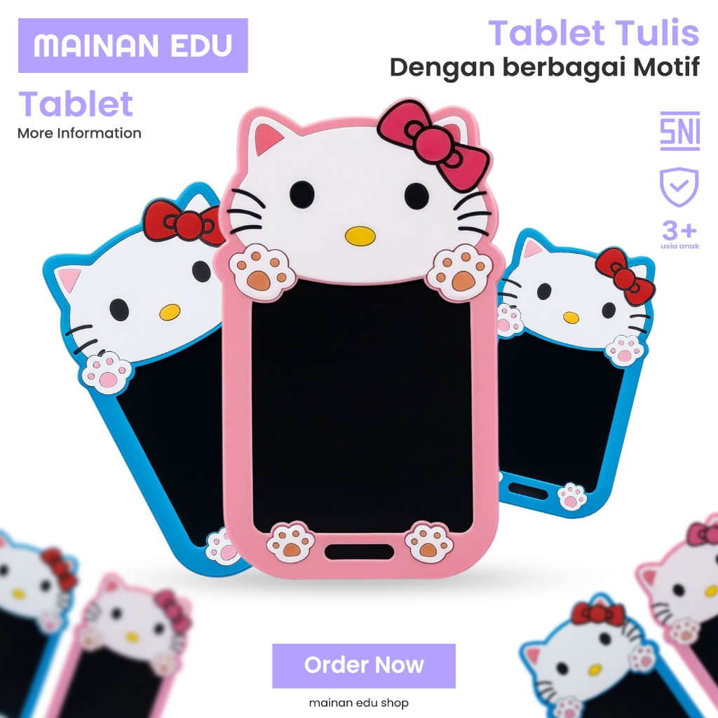 LCD Drawing Tablet Karakter Hello Kitty Papan Tulis Anak Magic Board Mainan Edukasi Menggambar