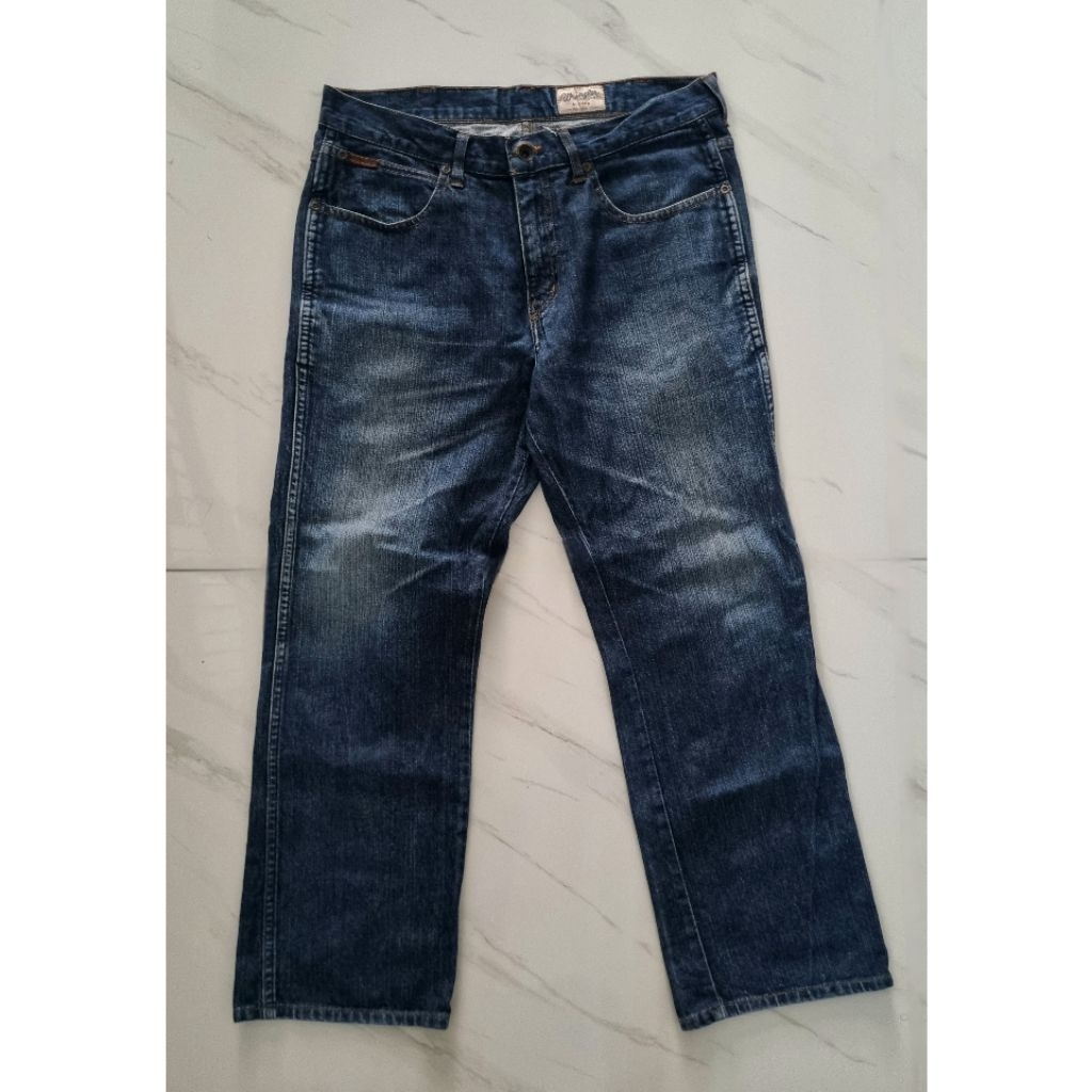 Wrangler Original Jeans Pria - Celana Jeans Pria  - Celana Denim Biru - Preloved