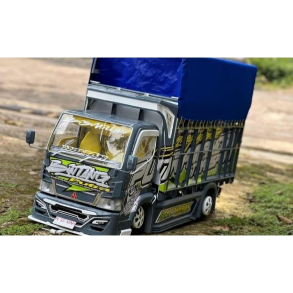 mainan miniatur truk oleng full variasi bonus lampu LED dan terpal