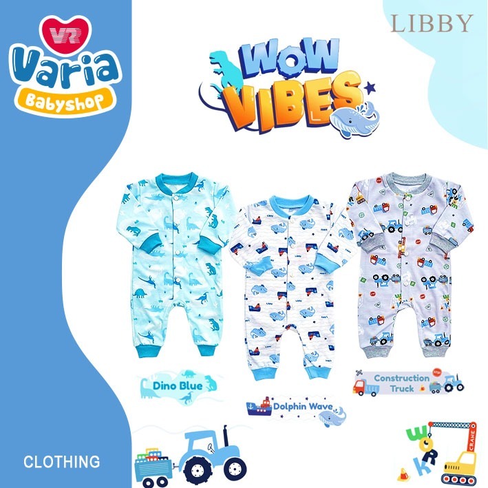 Baju Kodok Panjang Libby / Sleepsuit Bayi Perempuan & Laki-Laki / Baju Kodok Newborn | LIBBY BABY