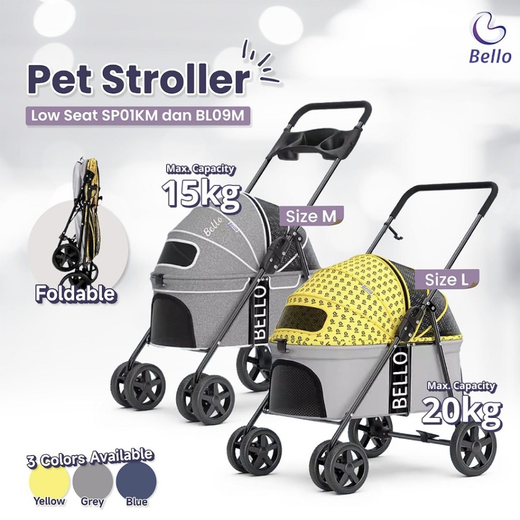BELLO Pet Stroller Foldable Low Seat