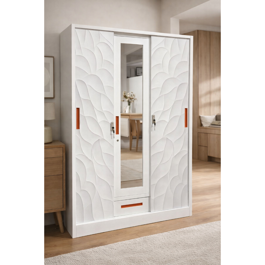 FURNITURE PONTIANAK DISTRIBUTOR - LEMARI PAKAIAN BESI 3 PINTU