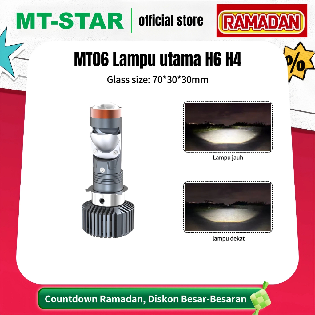 MT-STAR - MT06 H6 H4 S2 UNIVERSAL BILED PROJECTOR LAMPU UTAMA DEPAN MOTOR