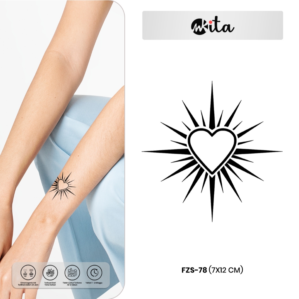 INKITA-Tato Temporer Hati Bersinar Tattoo Fruit Ink Tatto Bulu Semi Permanen Temporary