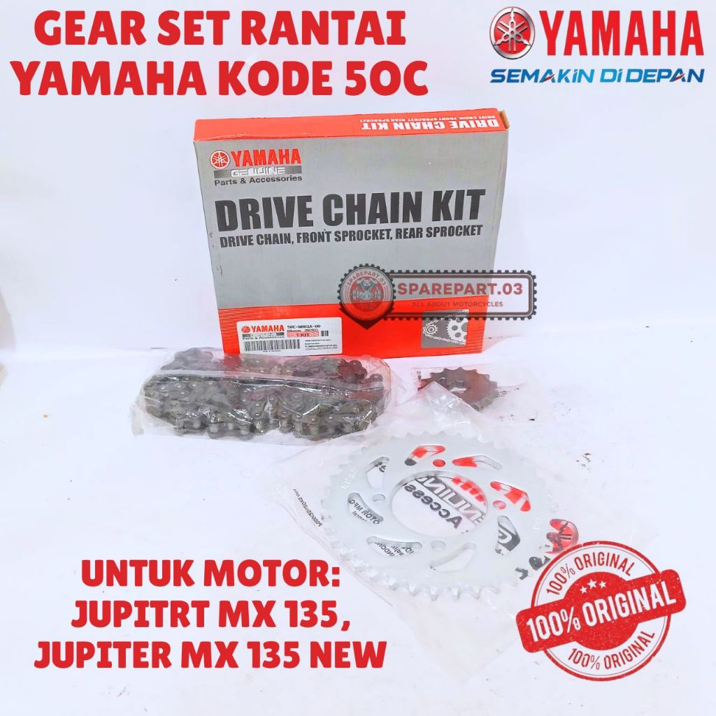 GEAR SET RANTAI ORIGINAL YAMAHA KODE 5OC, JUPITER MX 135, JUPITER MX 135 NEW