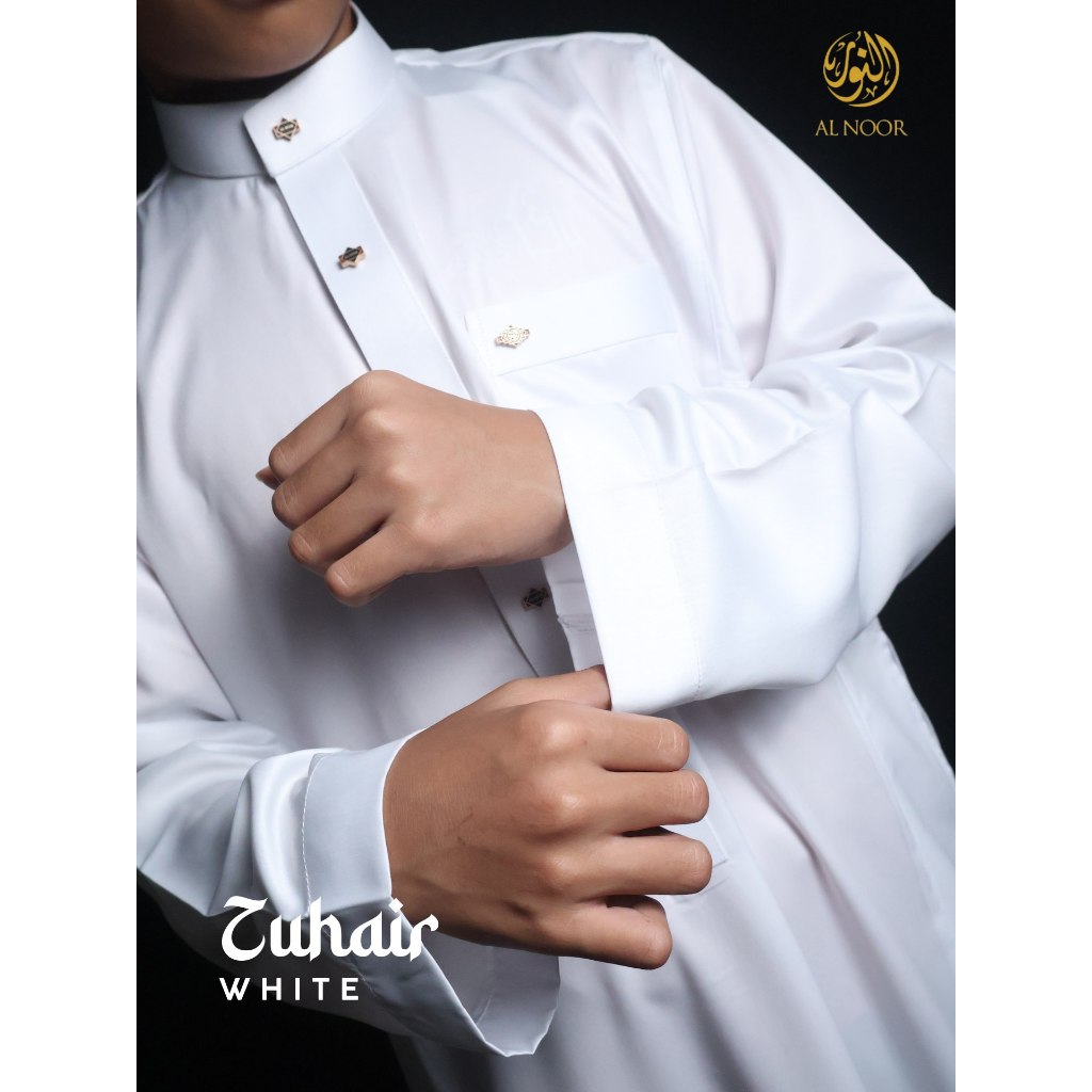 Al Noor Jubah Remaja Desain Zuhair | Jubah Anak & Remaja | Hitam & Putih | Premium
